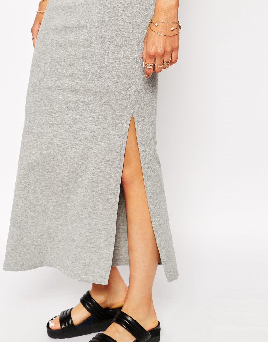 long jersey skirt with side split