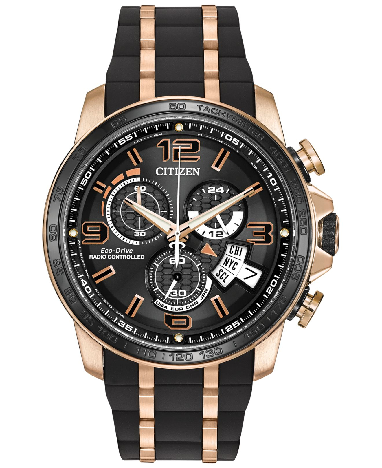 Citizen Men's Eco-drive Chrono-time A-t Rose Gold-tone Stainless Steel