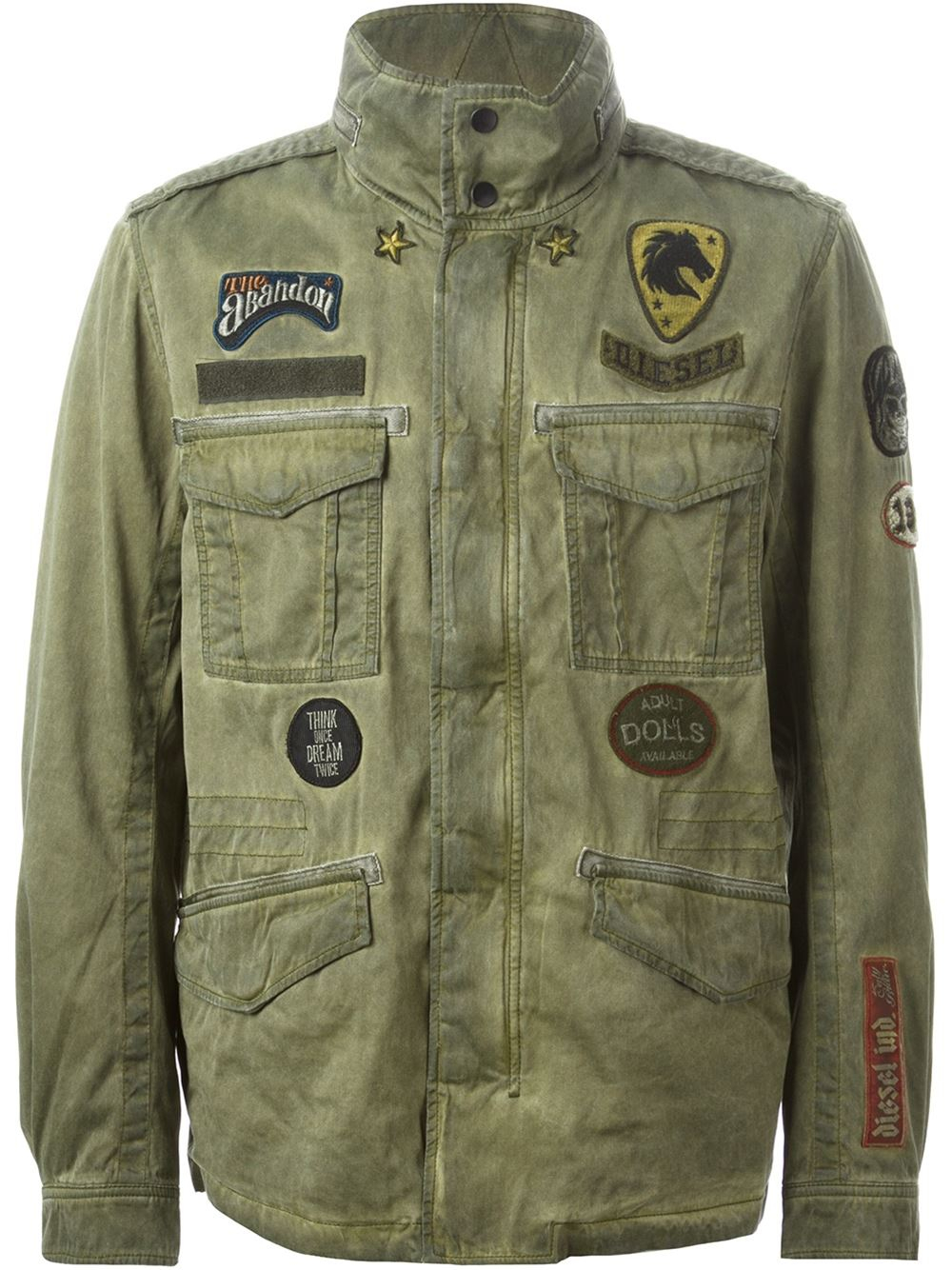 DIESEL Military Applique Jacket in Green for Men Lyst UK