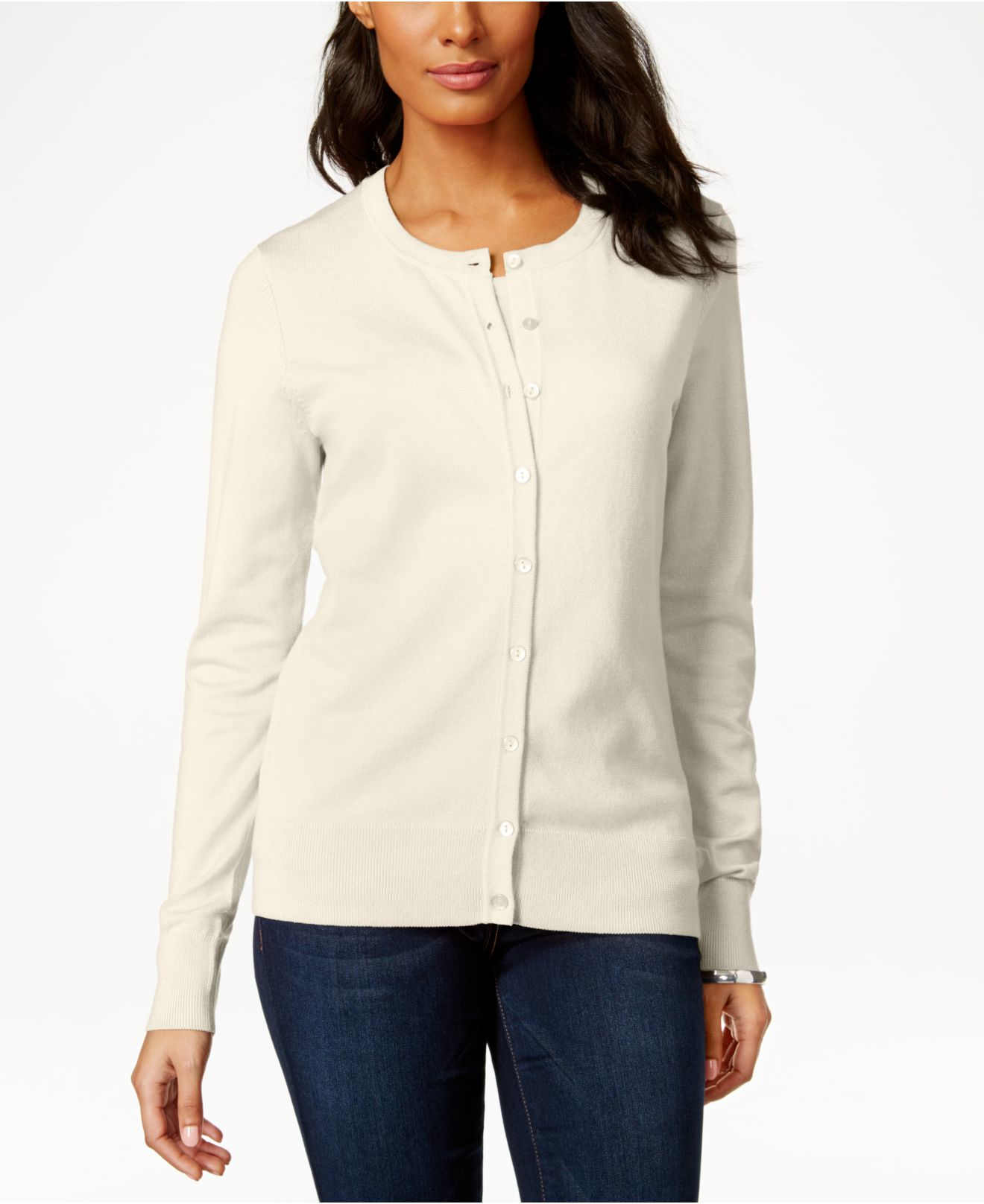 charter club sleeve cardigan in white lyst charter club sleeve cardigan in white lyst