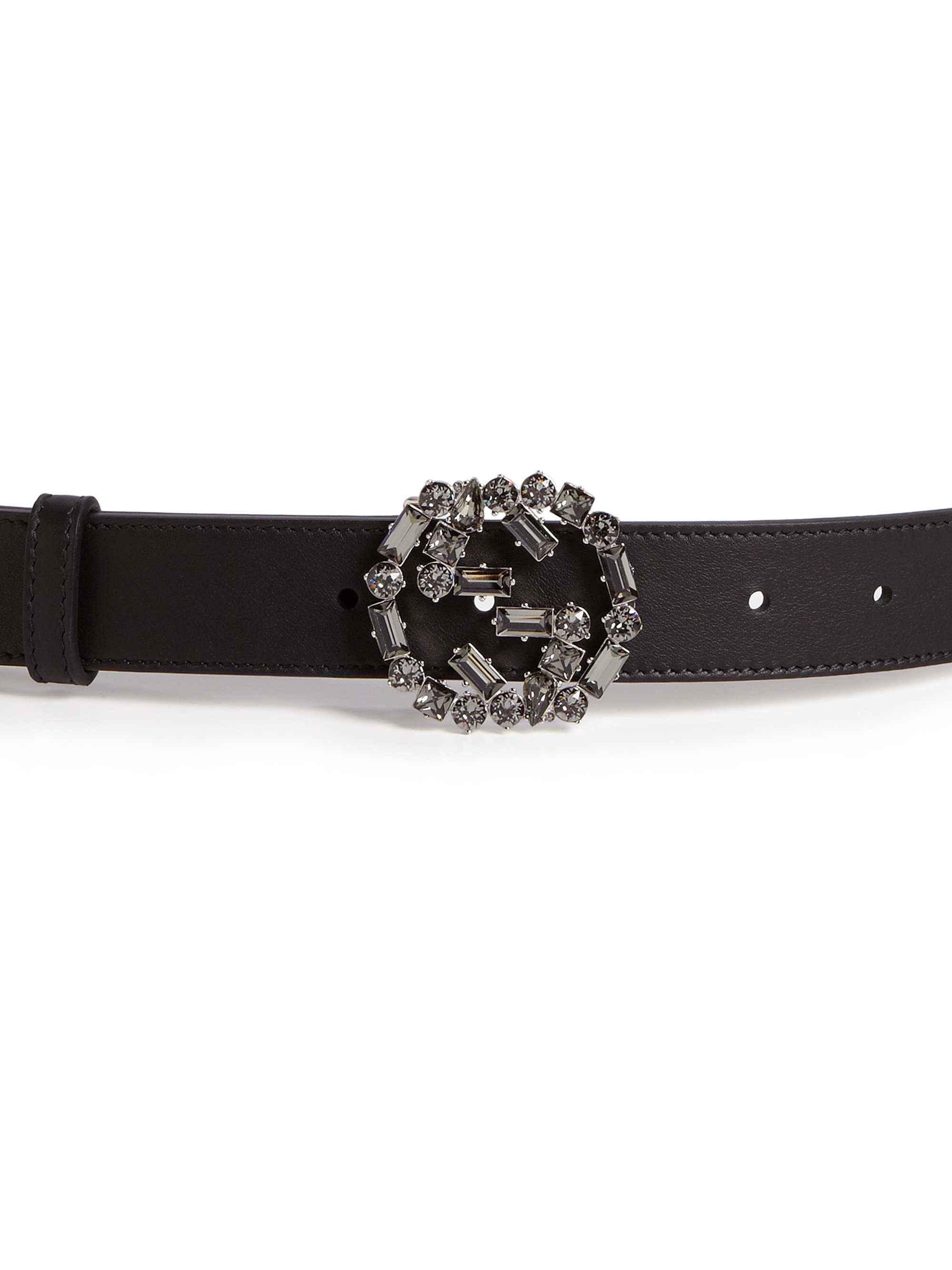 Gucci Moon Crystal Leather Belt in Black - Lyst