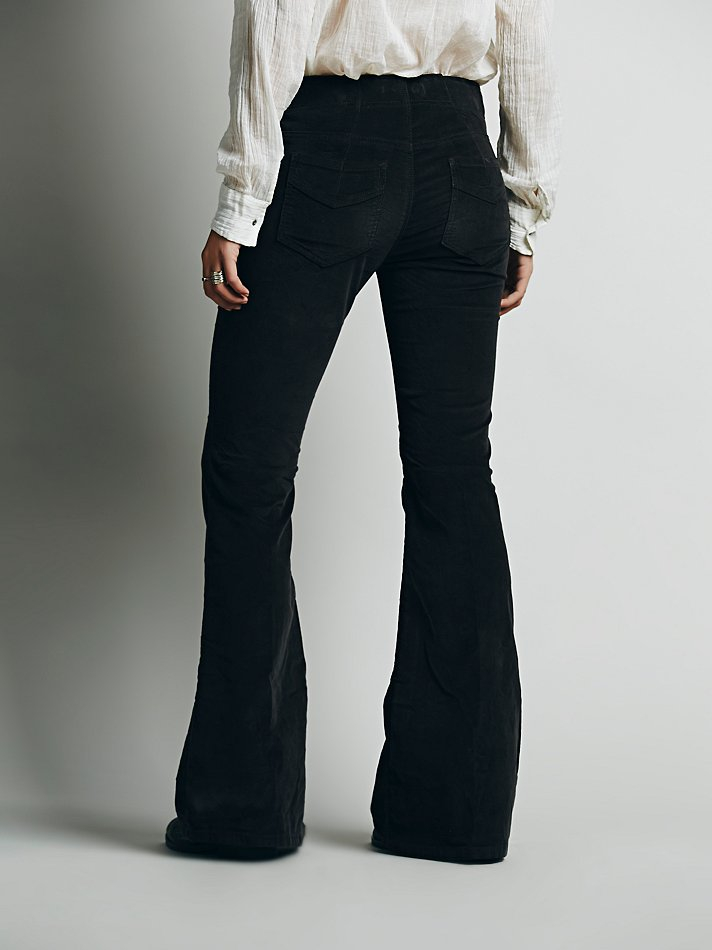 black corduroy flare pants