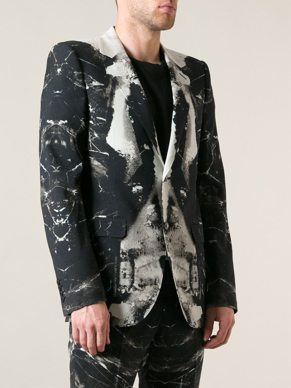 Alexander McQueen Graphic Print Blazer in Black for Men - Lyst