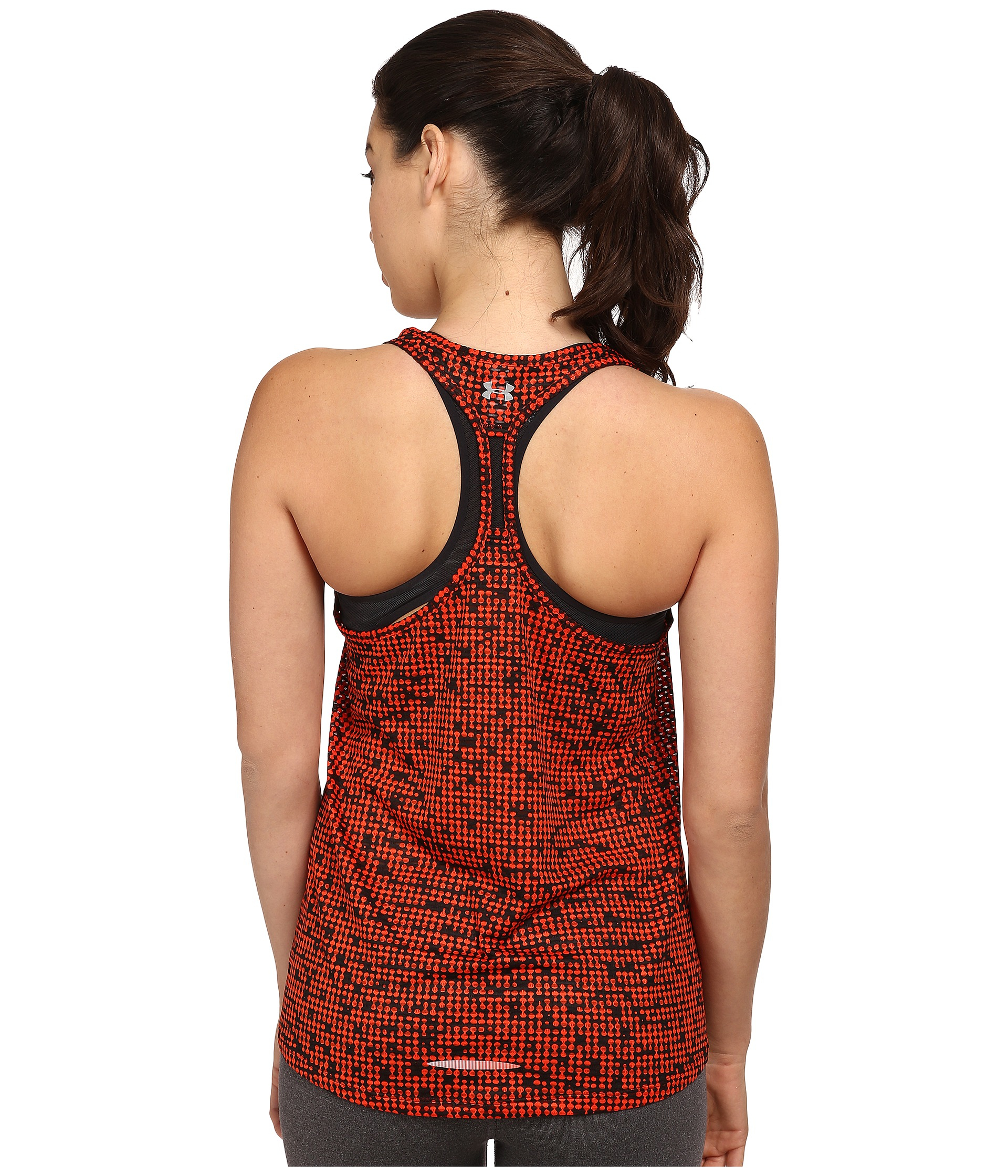 Lyst Under Armour Ua Flyby Allover Printed Mesh Tank Top in Orange