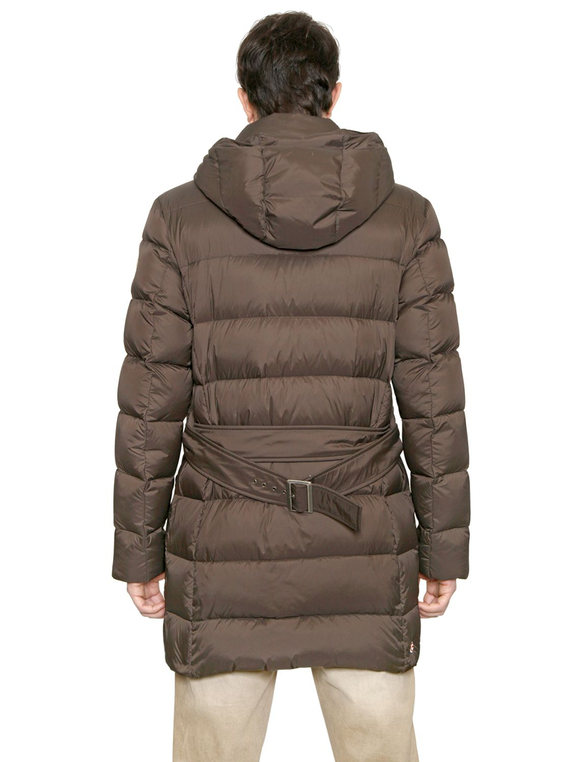 Download Colmar Hooded and Belted Down Jacket in Brown for Men - Lyst