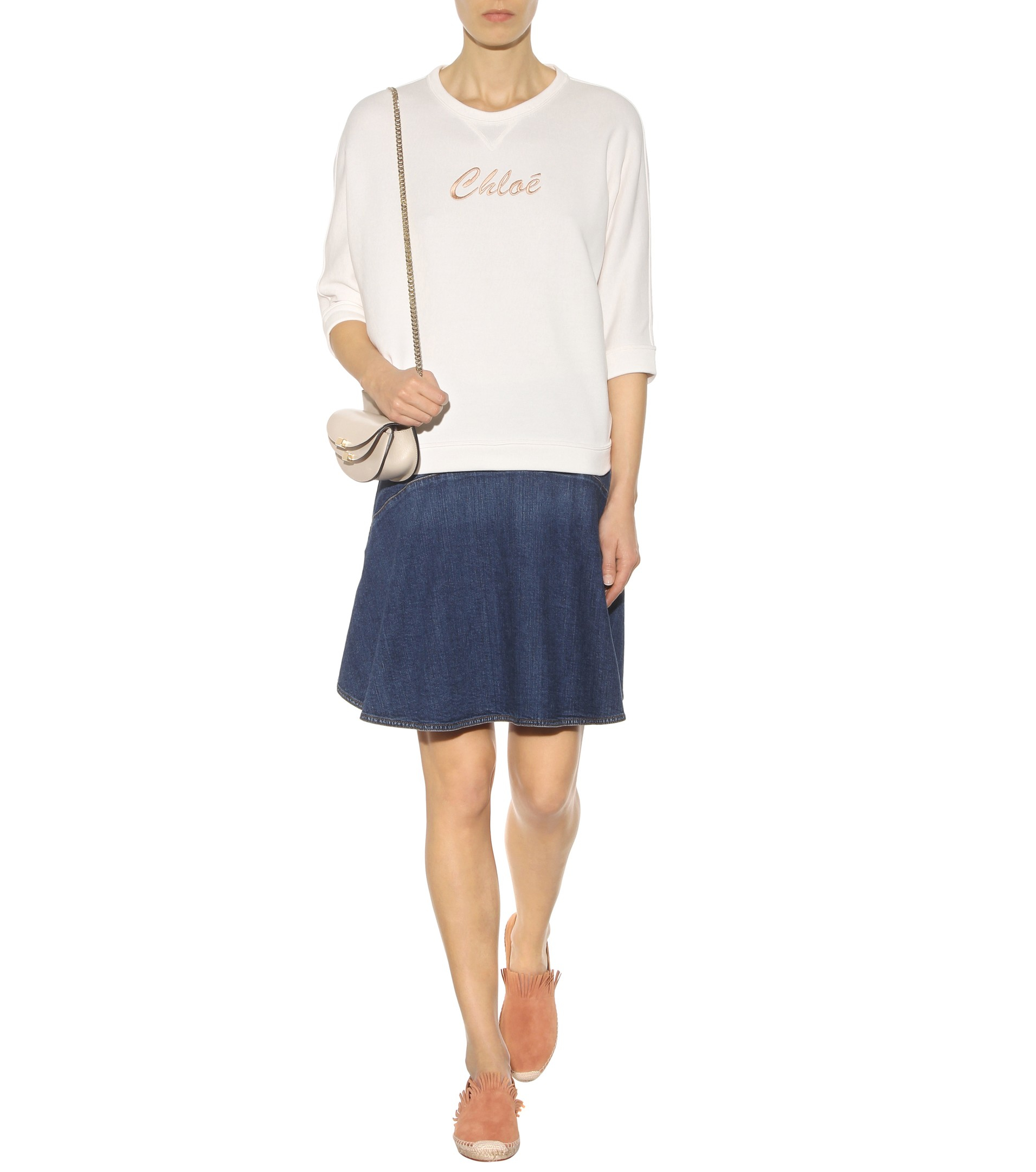 Chlo Georgia Nano Leather Shoulder Bag in Beige | Lyst  