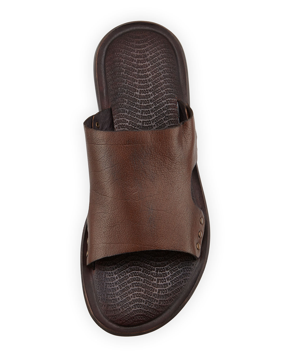 Kenneth Cole Afinity Leather Slide  Sandal  in Tan Brown 