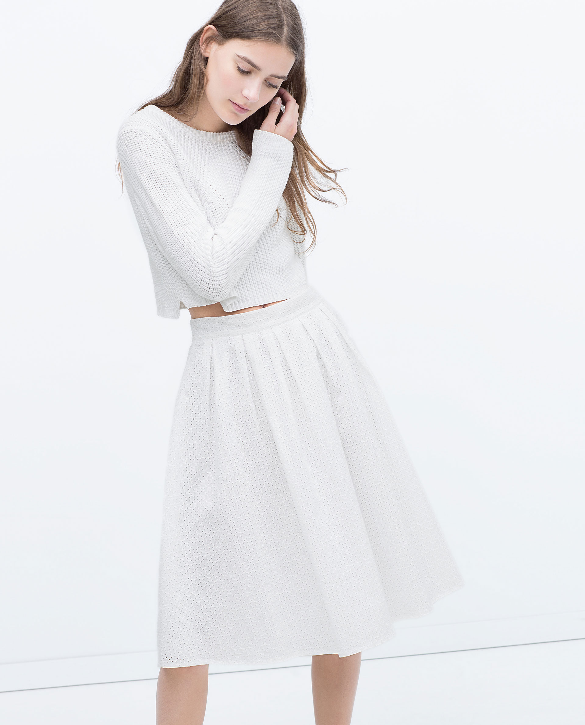 white midi length skirt