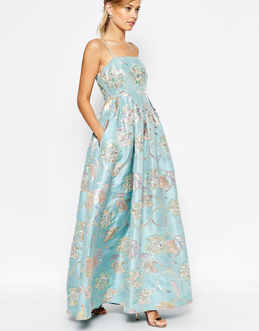 Lyst Asos Salon Ball Gown With Embellished Flowers Dress