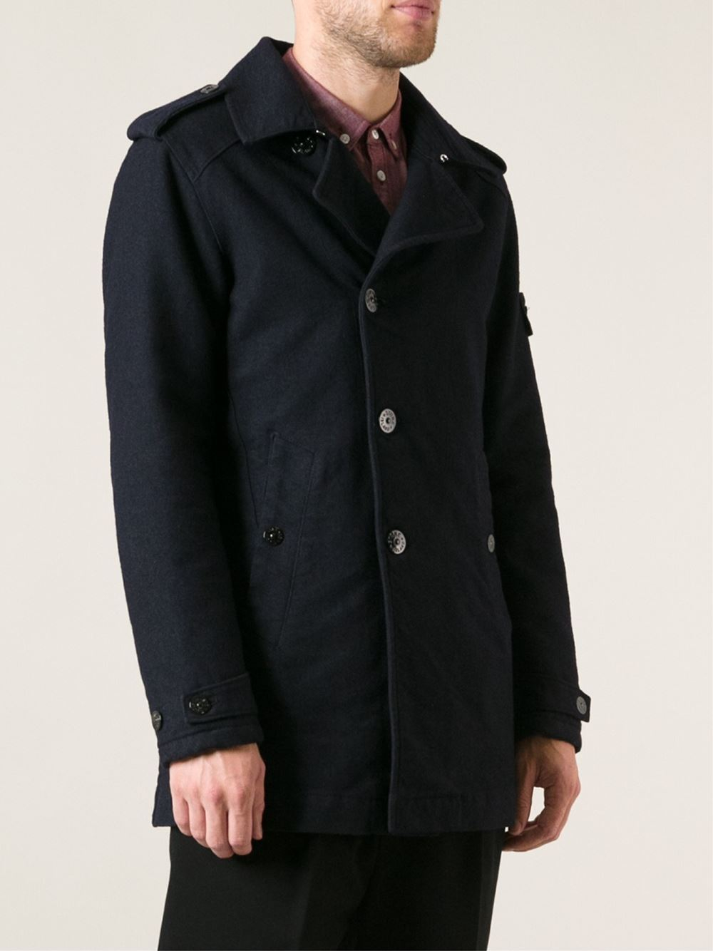 Stone Island Stylised Peacoat in Blue for Men - Lyst