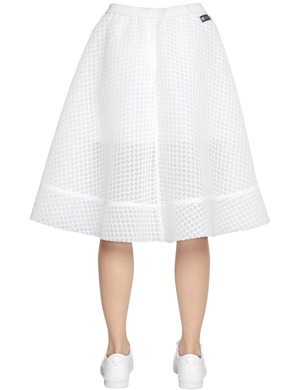 adidas Originals A-line Honeycomb Mesh Skirt in White | Lyst