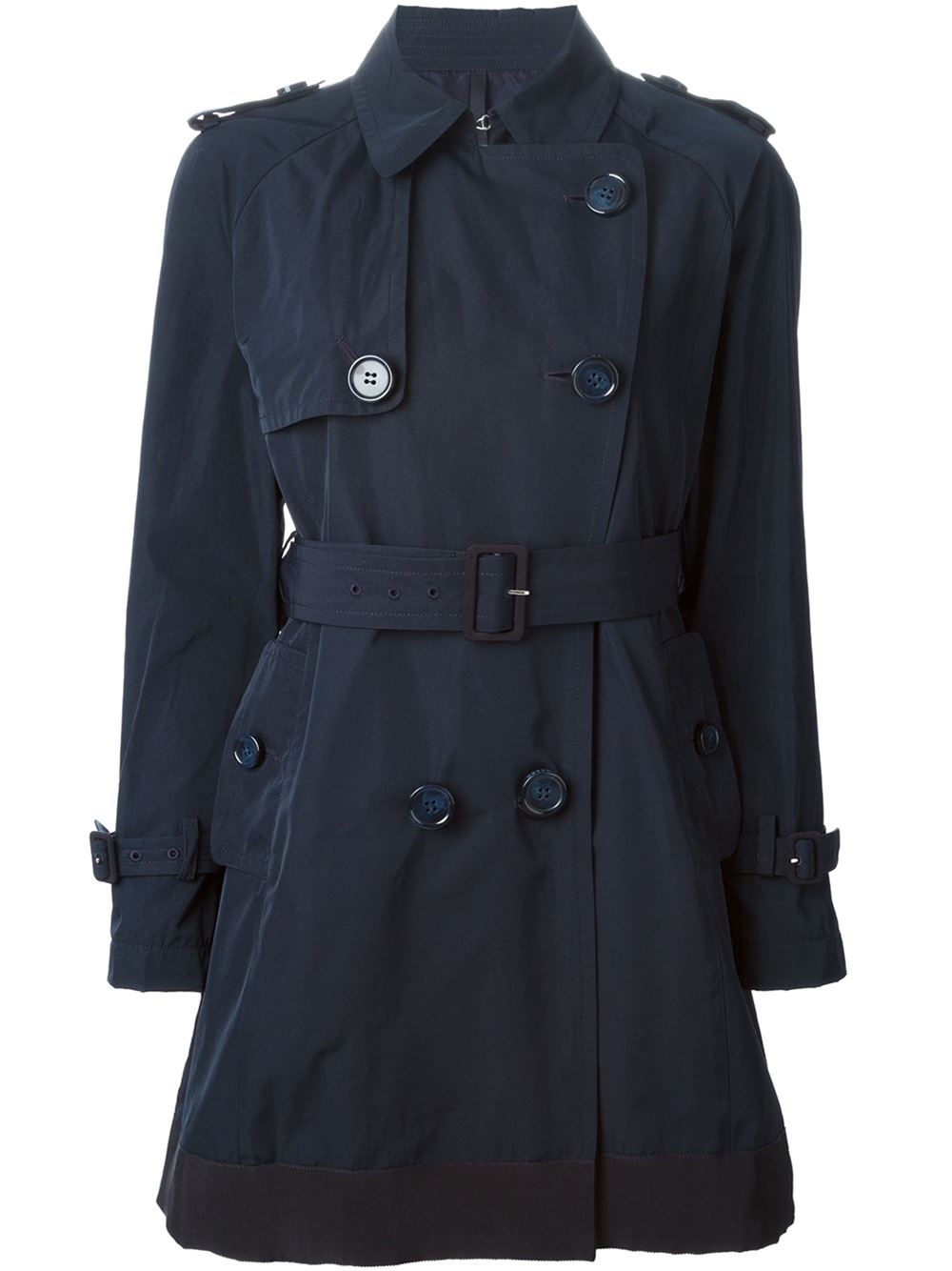 Lyst - Moncler Belted Trench Coat in Blue