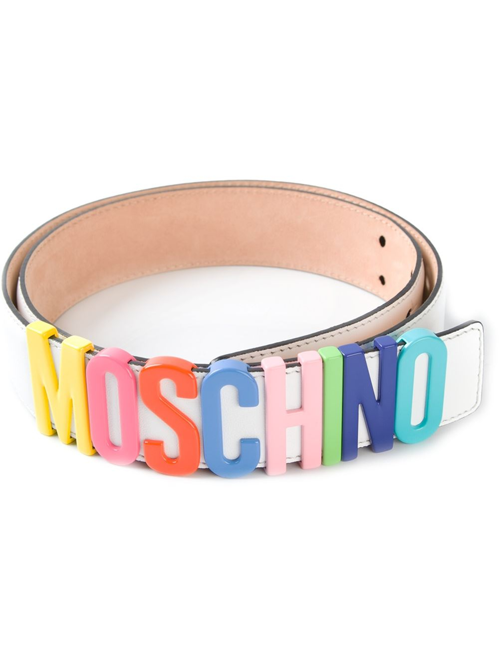 Moschino Logo Plaque Belt in White - Lyst