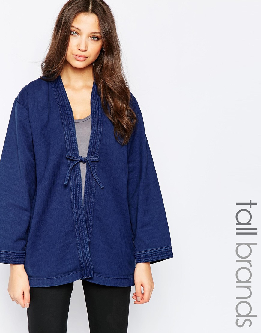 WÅVEN Imma Denim Kimono Jacket in Blue 