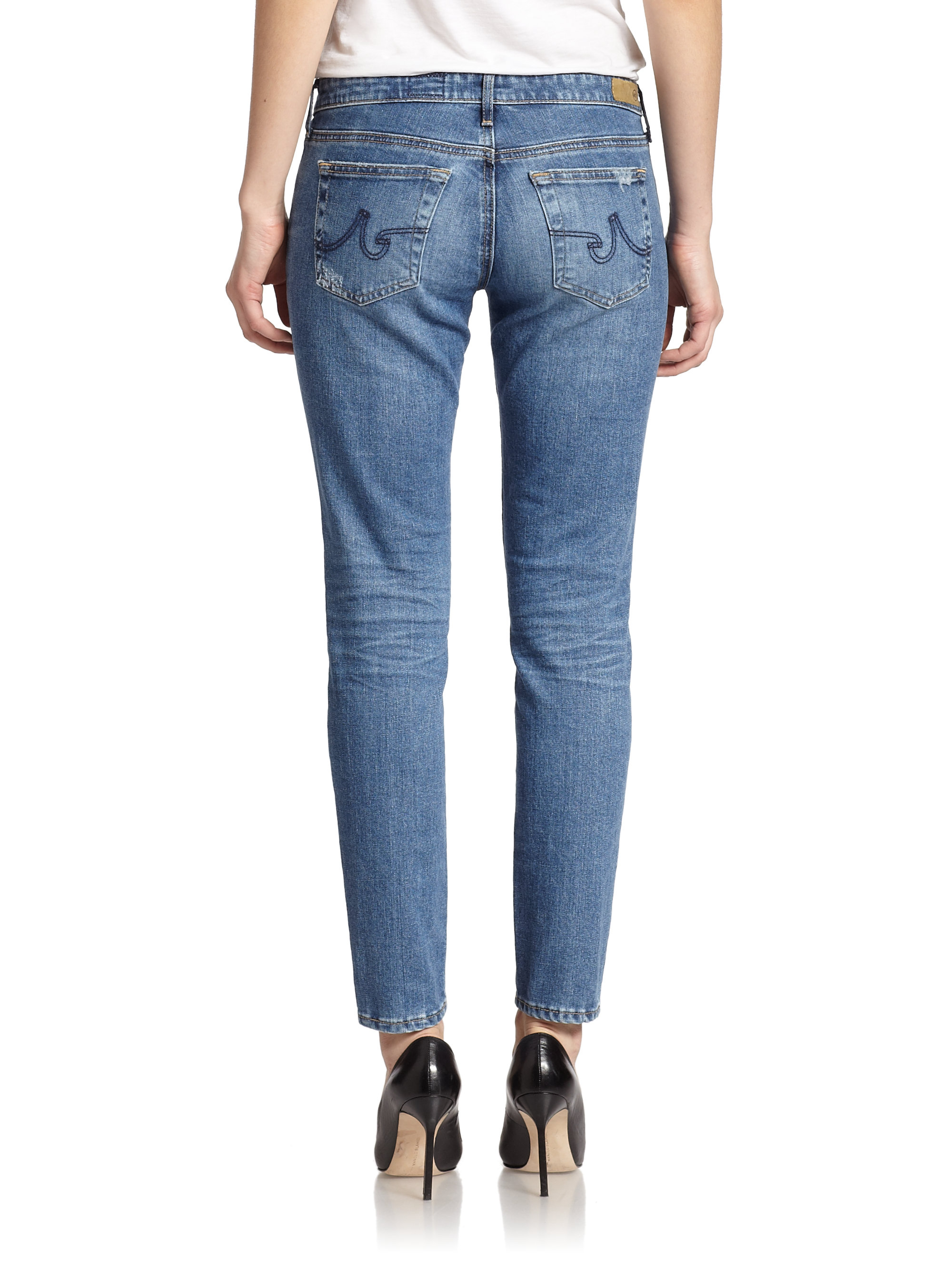 Ag jeans Stilt Distressed Cigarette Jeans in Blue (17 YEARS RIOT) | Lyst