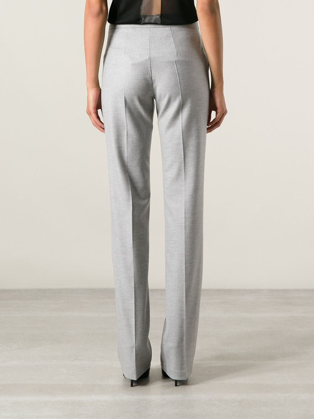 grey high waisted trousers