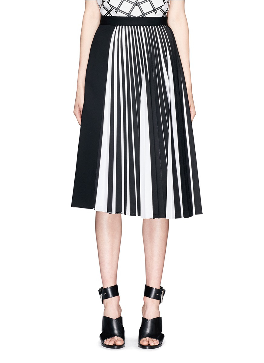 Proenza schouler Wool Suiting Fabric Contrast Pleat Skirt in Black Lyst