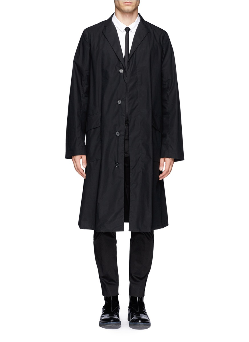 Jil Sander Cotton Trench Coat in Black for Men | Lyst
