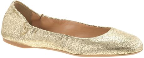 J.crew Preorder Emma Crackled Metallic Leather Ballet Flats in Gold ...