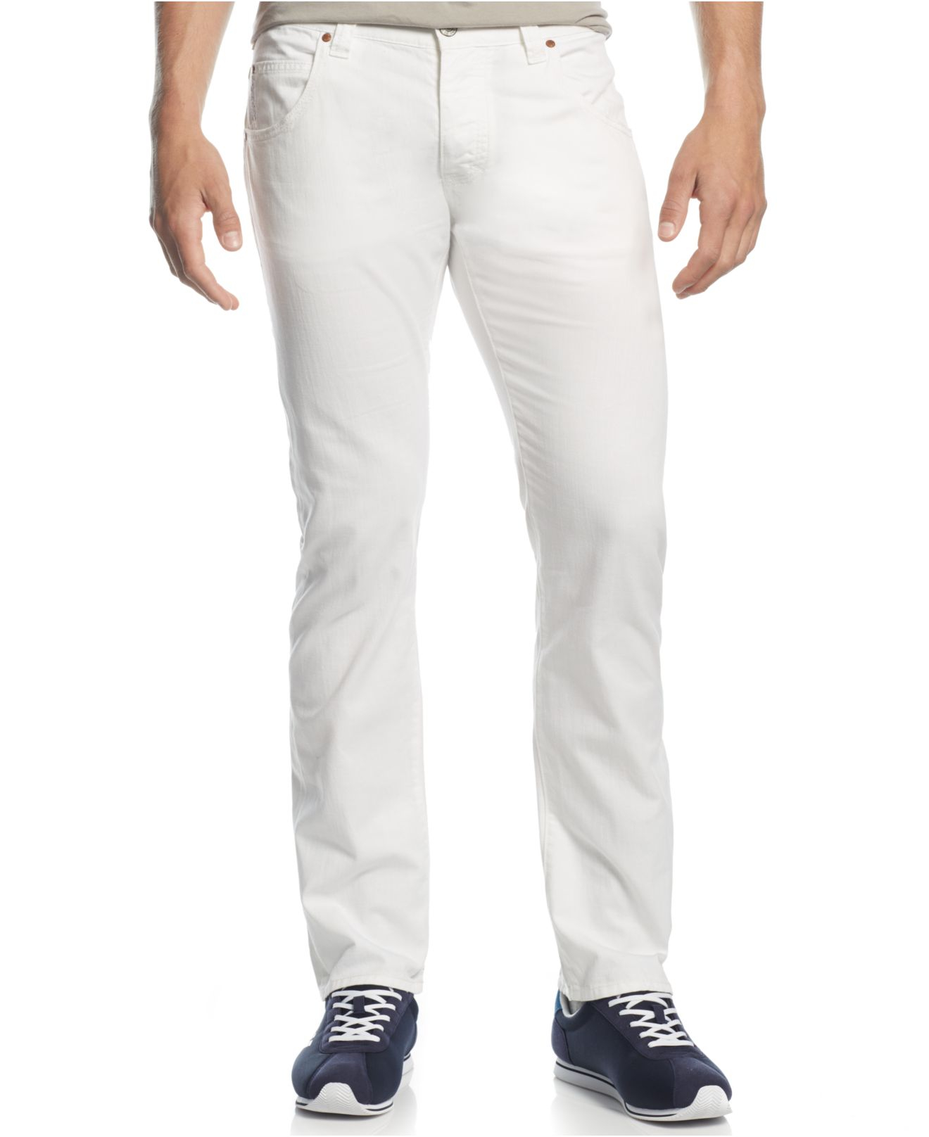 mens white armani jeans