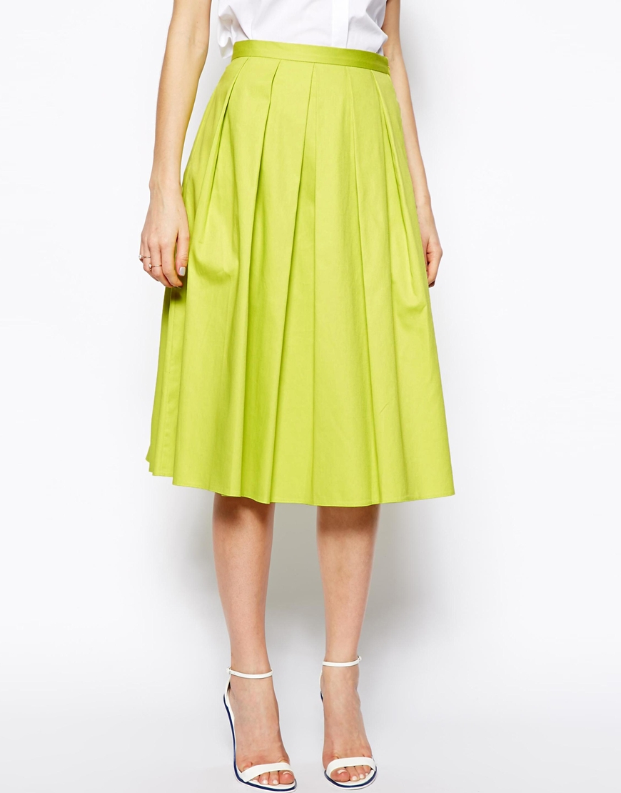 ASOS Full Midi Skirt In Cotton in Navy (Blue) - Lyst