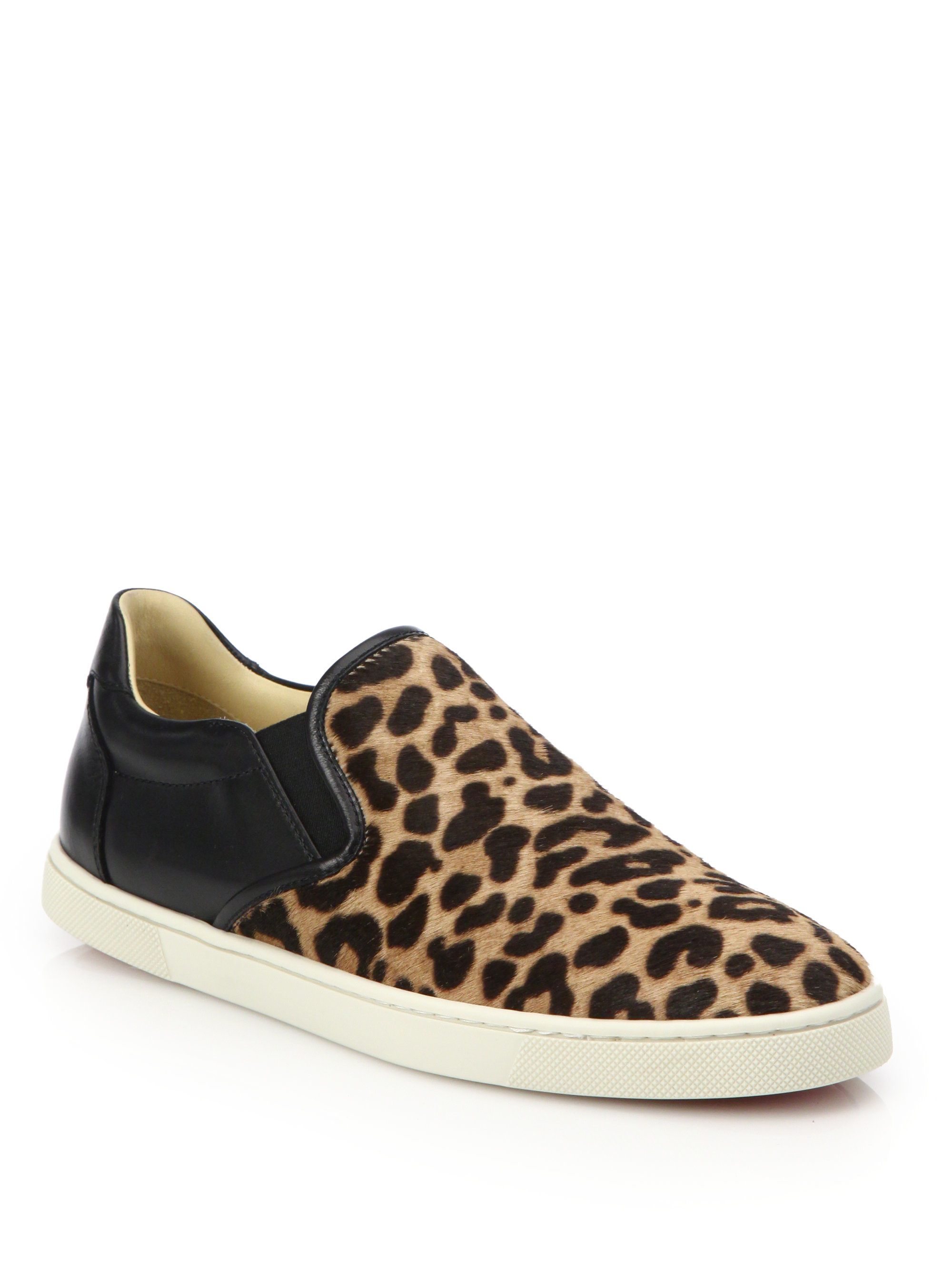 Christian Louboutin Master Key Leopard-print Calf & Leather Slip-on Sneakers | Lyst