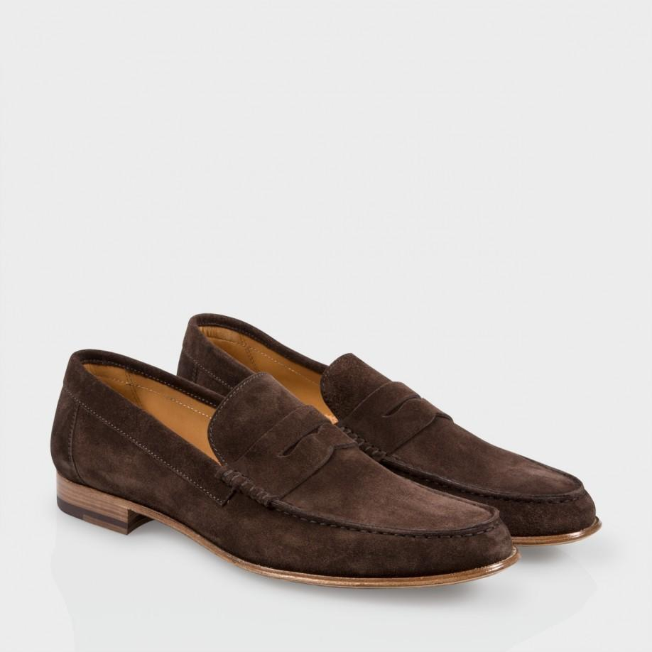 Paul Smith Brown Suede 'Casey' Penny Loafers for Men - Lyst