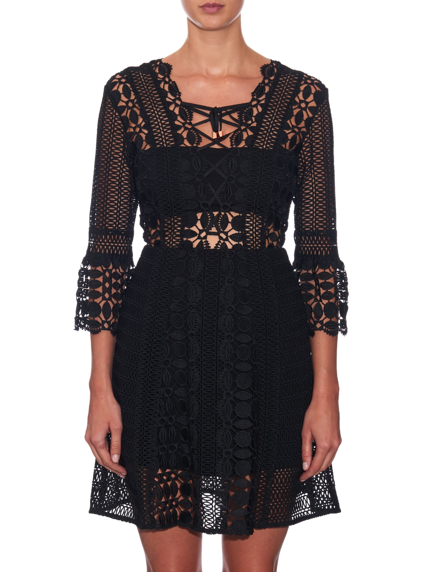 a line midi dress pink JESSICA GUIPURE LACE AND SILK GOWN IN GREEN | CULT MIA main image 0