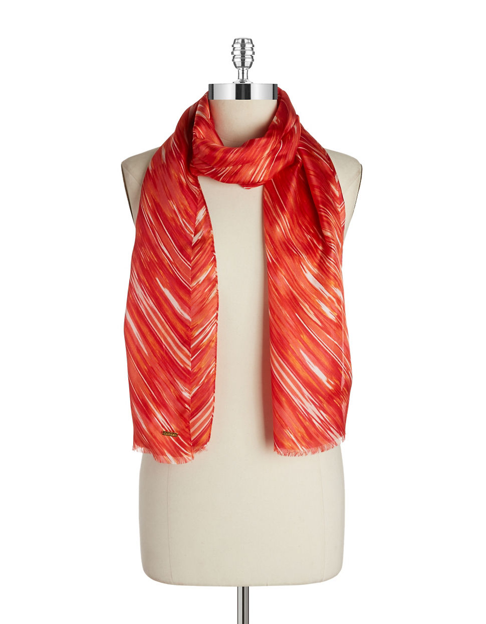Lyst Calvin Klein Ikat Silk Scarf in Orange