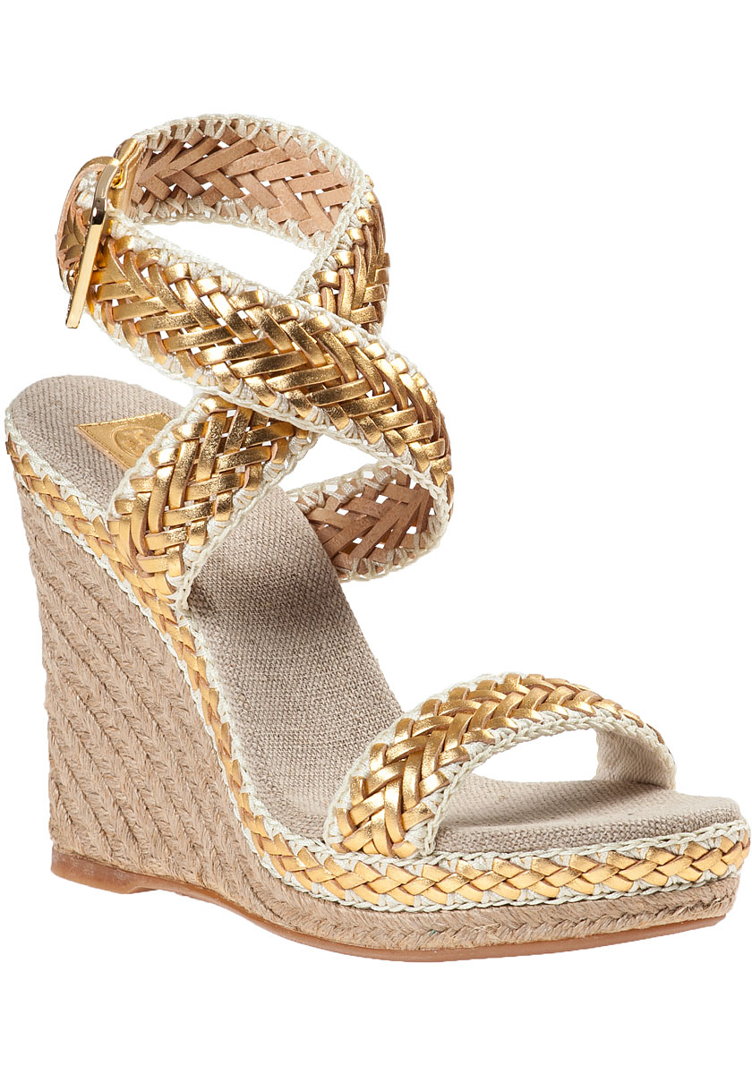 Tory Burch Lilah Wedge Espadrille Gold 