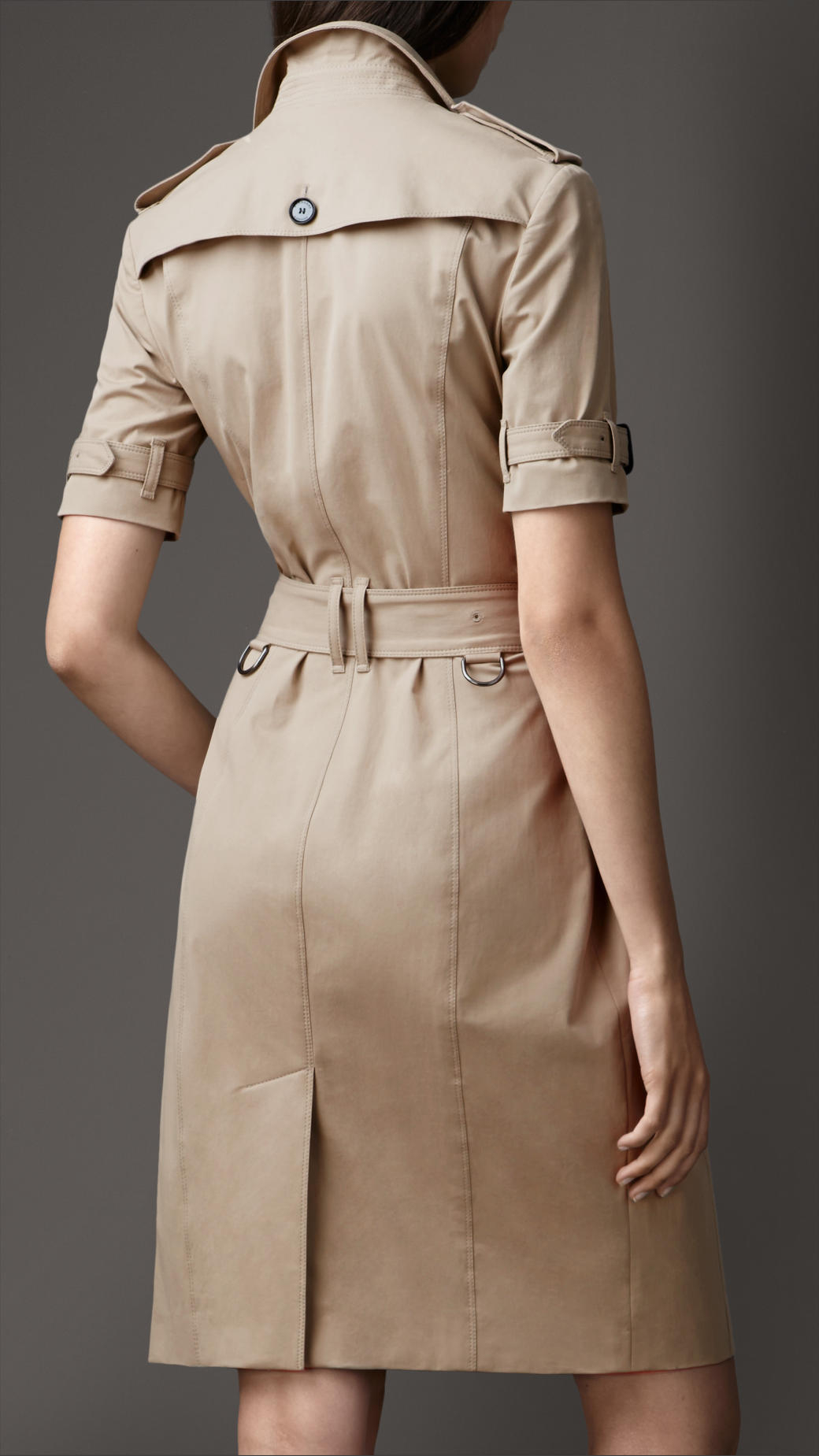Lyst Burberry Stretch Cotton Trench Dress in Natural