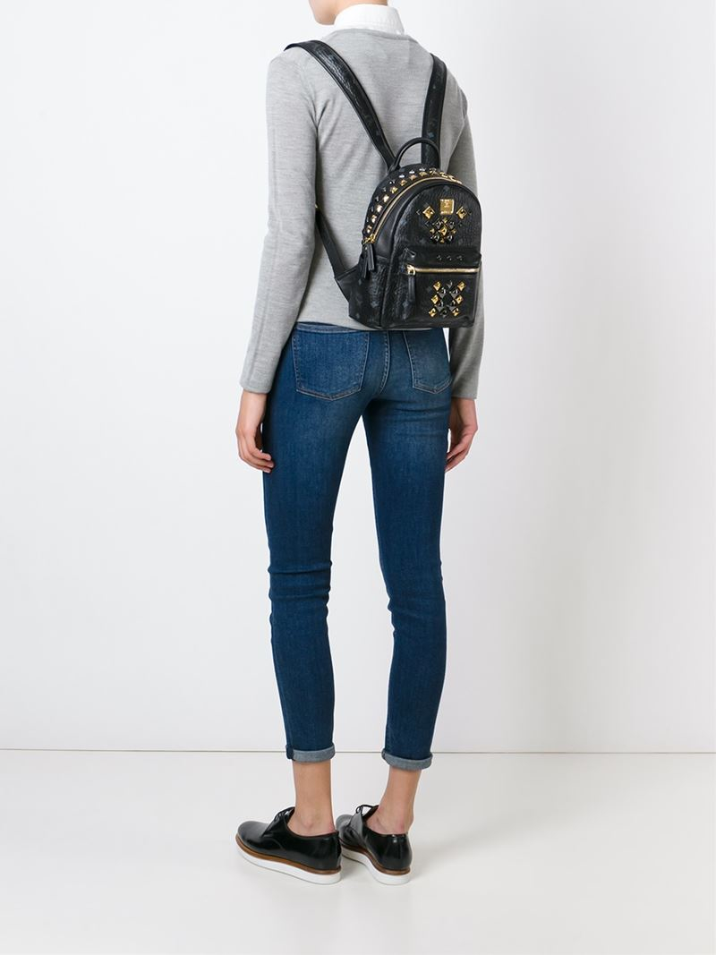 mcm mini stark backpack black
