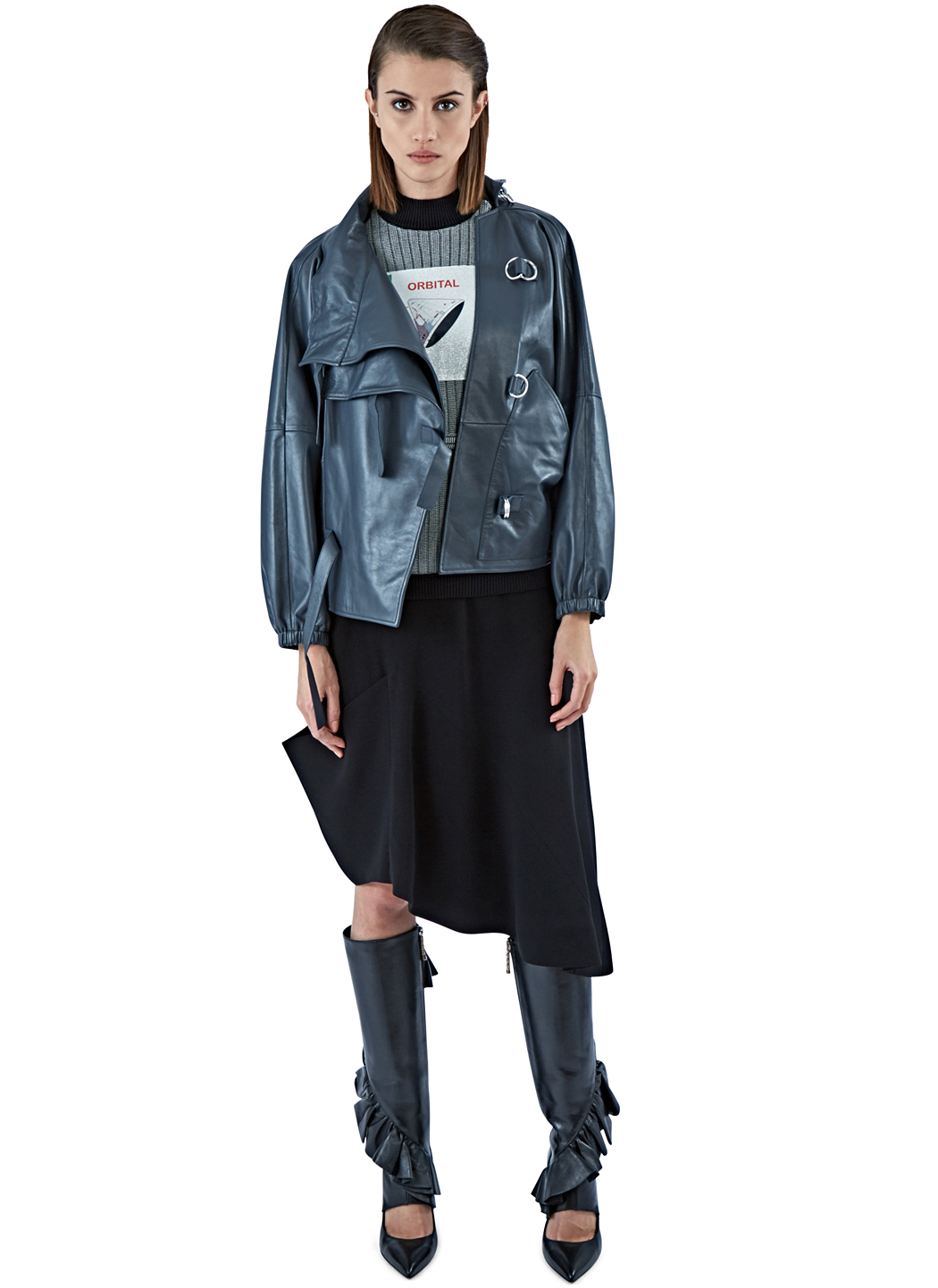 J W Anderson Women S Multi Buckled Leather Jacket In Grey Gray Gallery