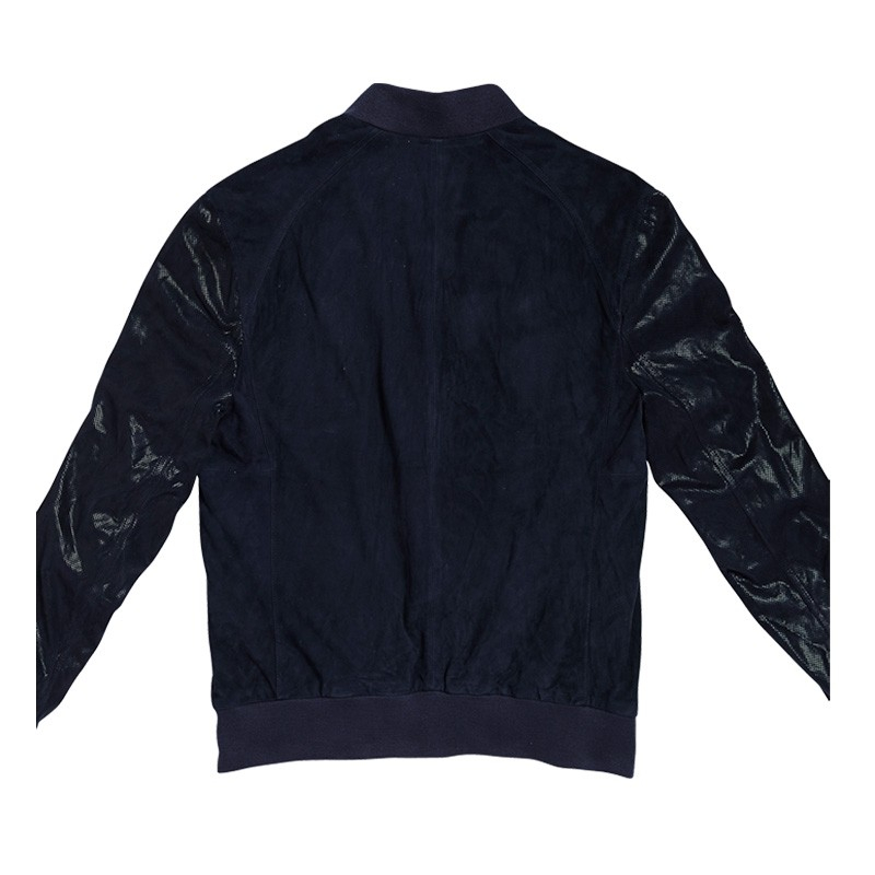 Blood brother Navy Blue Suede Varsity Jacket With Contrast Sleeves in ...