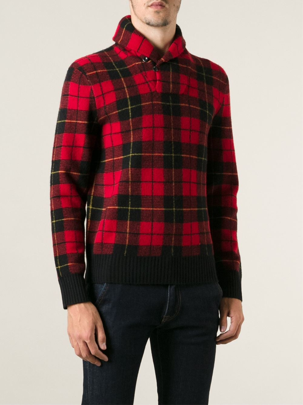 Polo ralph lauren Hooded Tartan Sweater in Red for Men Lyst