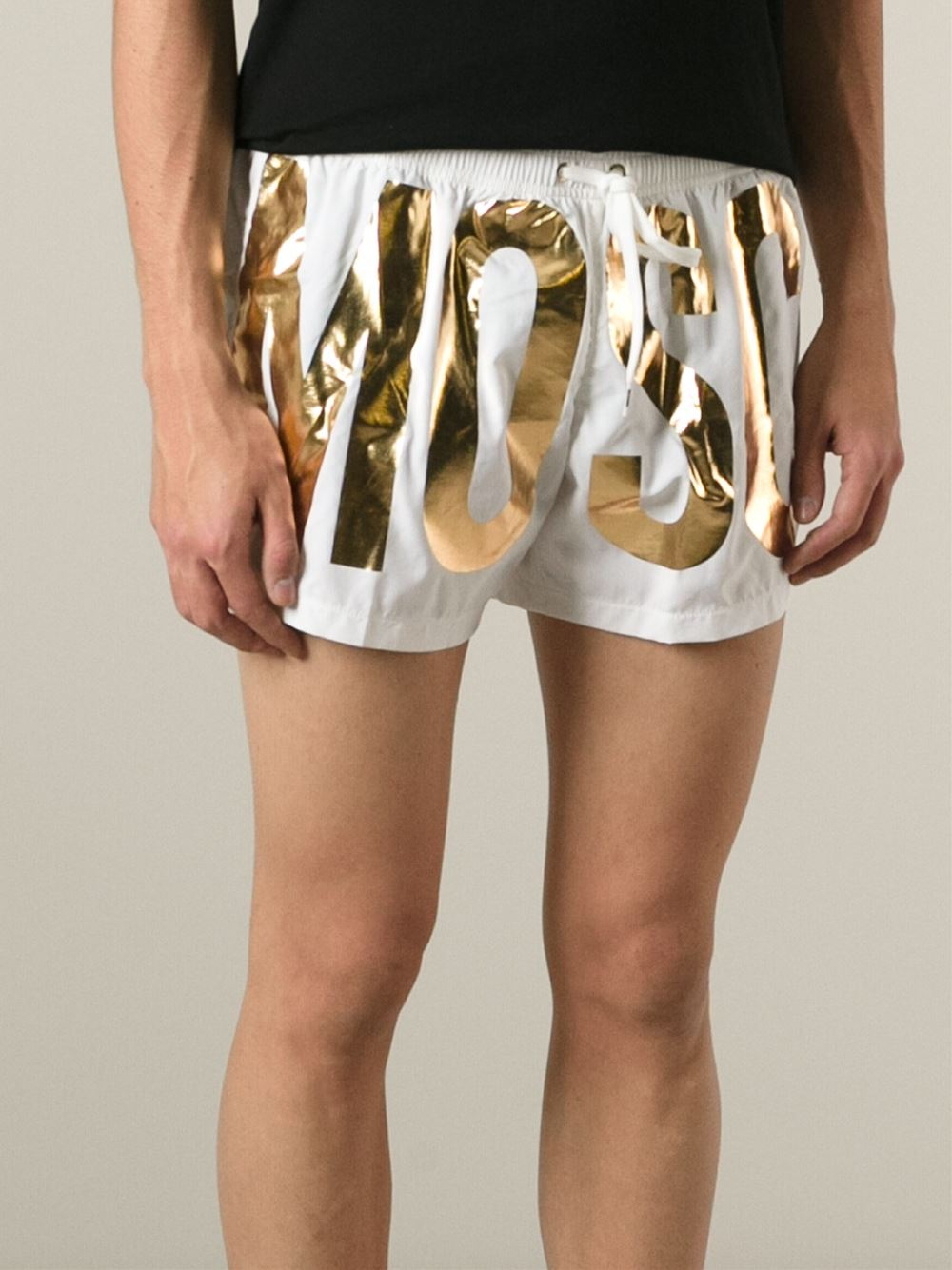 Moschino Logo Print Swim Shorts in White for Men | Lyst