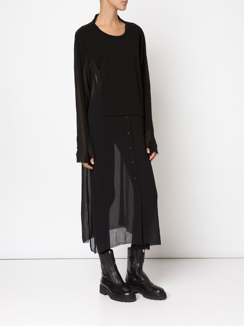 long sheer shirt dress