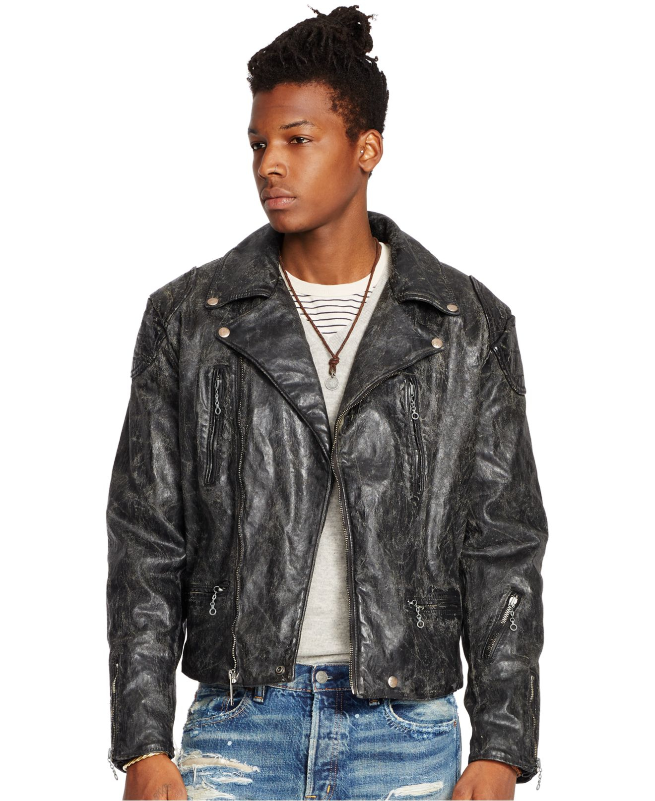 Ralph Lauren Coated Denim Moto Jacket 