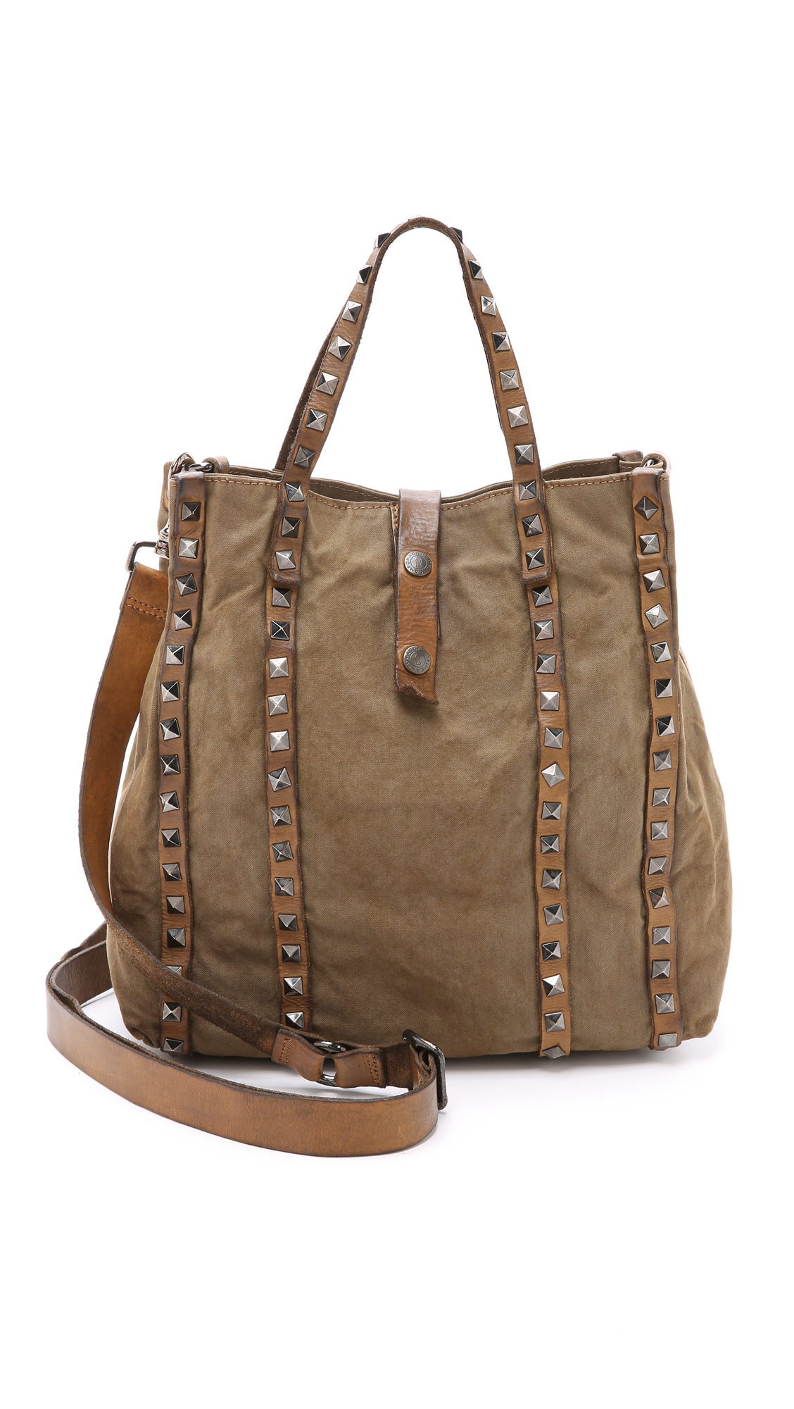 Square Stud Shopper Tote Military in - Lyst