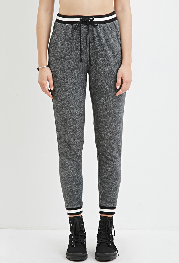 Forever 21 Varsity-stripe Heathered Sweatpants in Gray (CHARCOAL) | Lyst