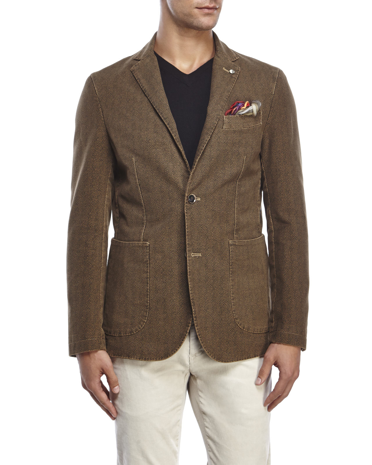 At.p.co Herringbone Pattern Blazer in Brown for Men Lyst