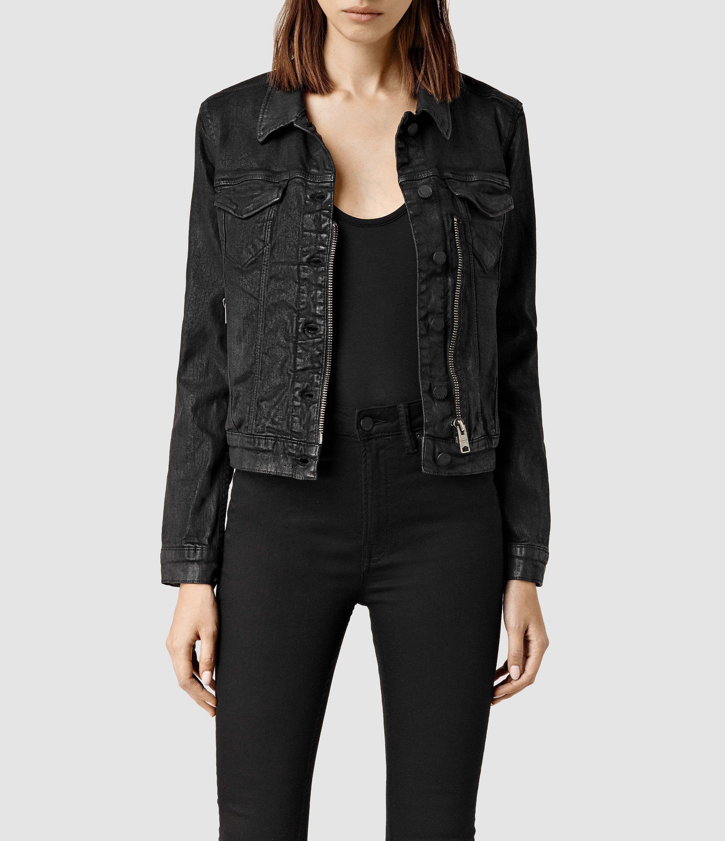 coated denim jacket womens