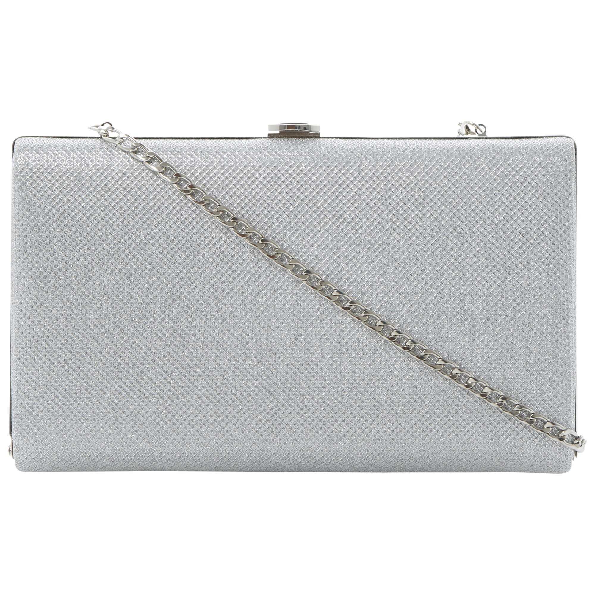 dune silver clutch bag