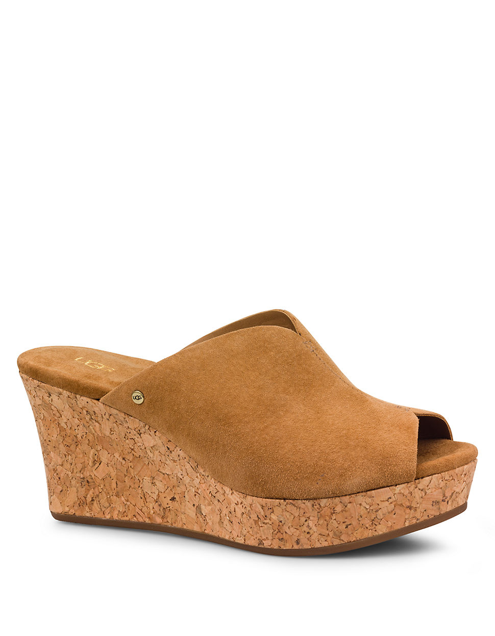 Ugg Dominique Suede Wedge Sandals in Brown | Lyst