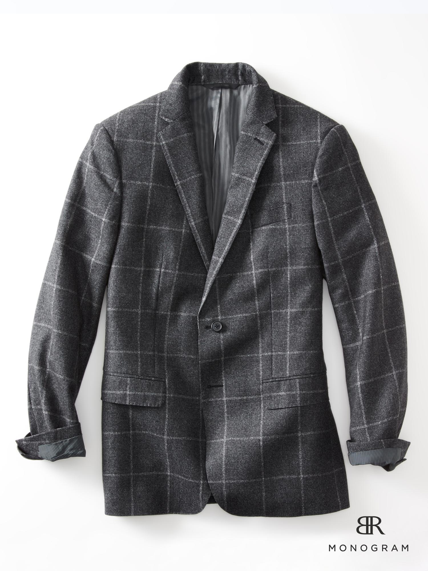 Banana republic Br Monogram Bold Plaid Wool Suit Jacket in Gray for Men