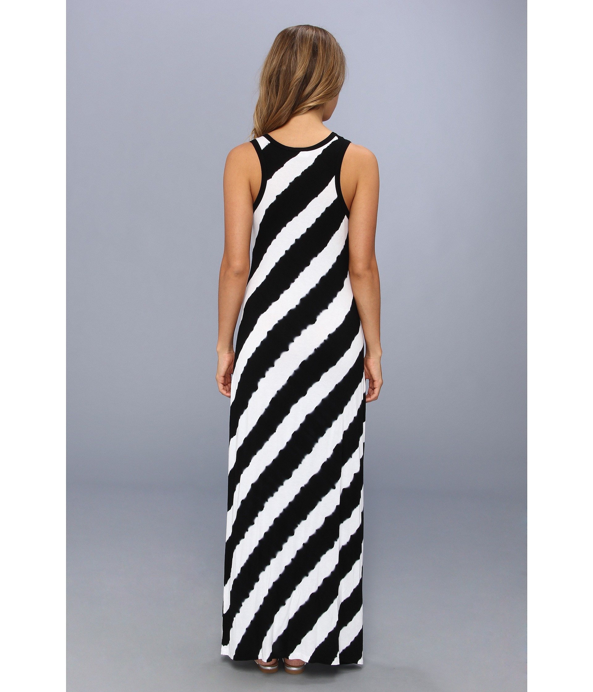Calvin Klein Tie Dye Striped Maxi Dress in Black | Lyst