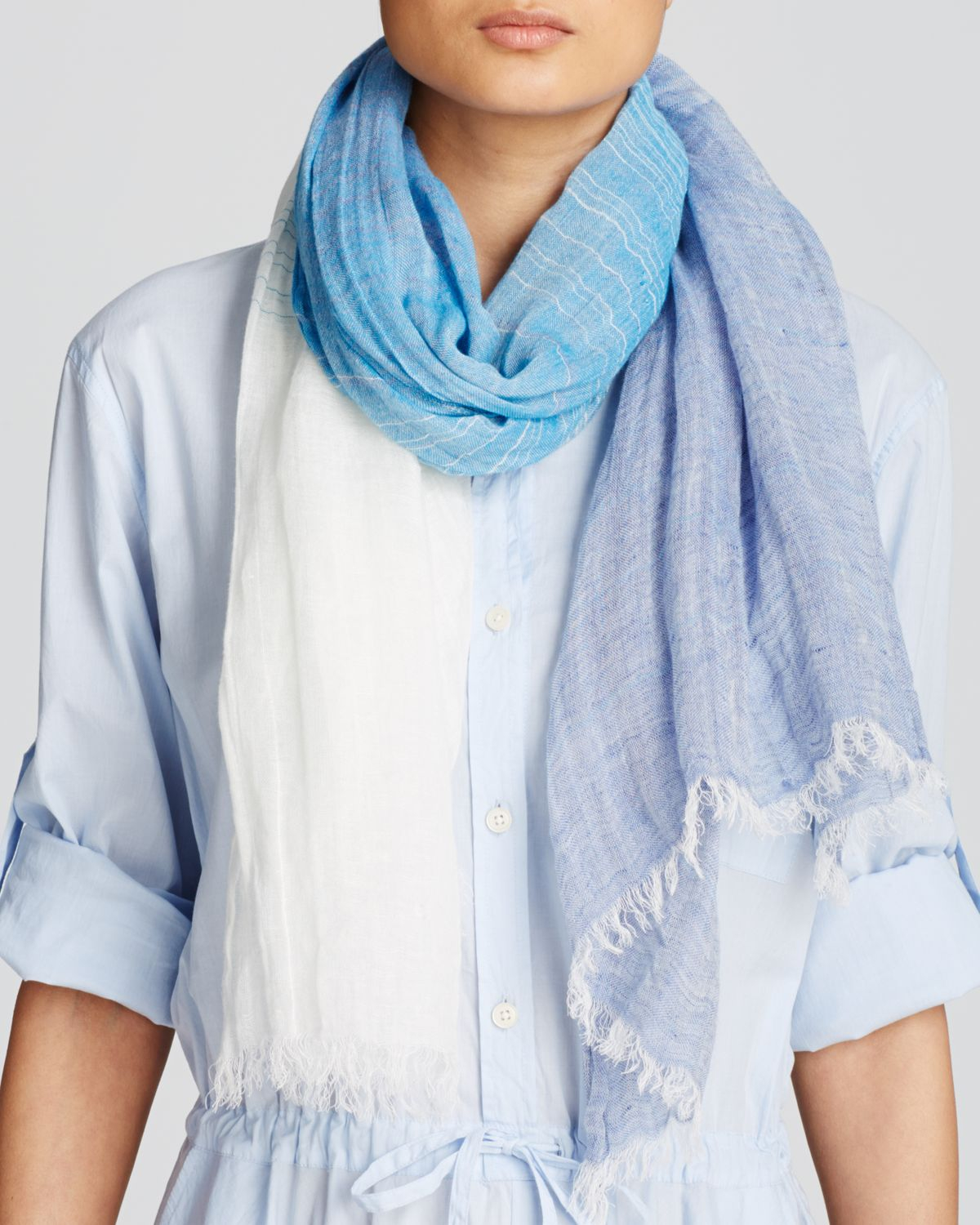 Lyst Dkny Pure Striped Color Block Scarf in Blue