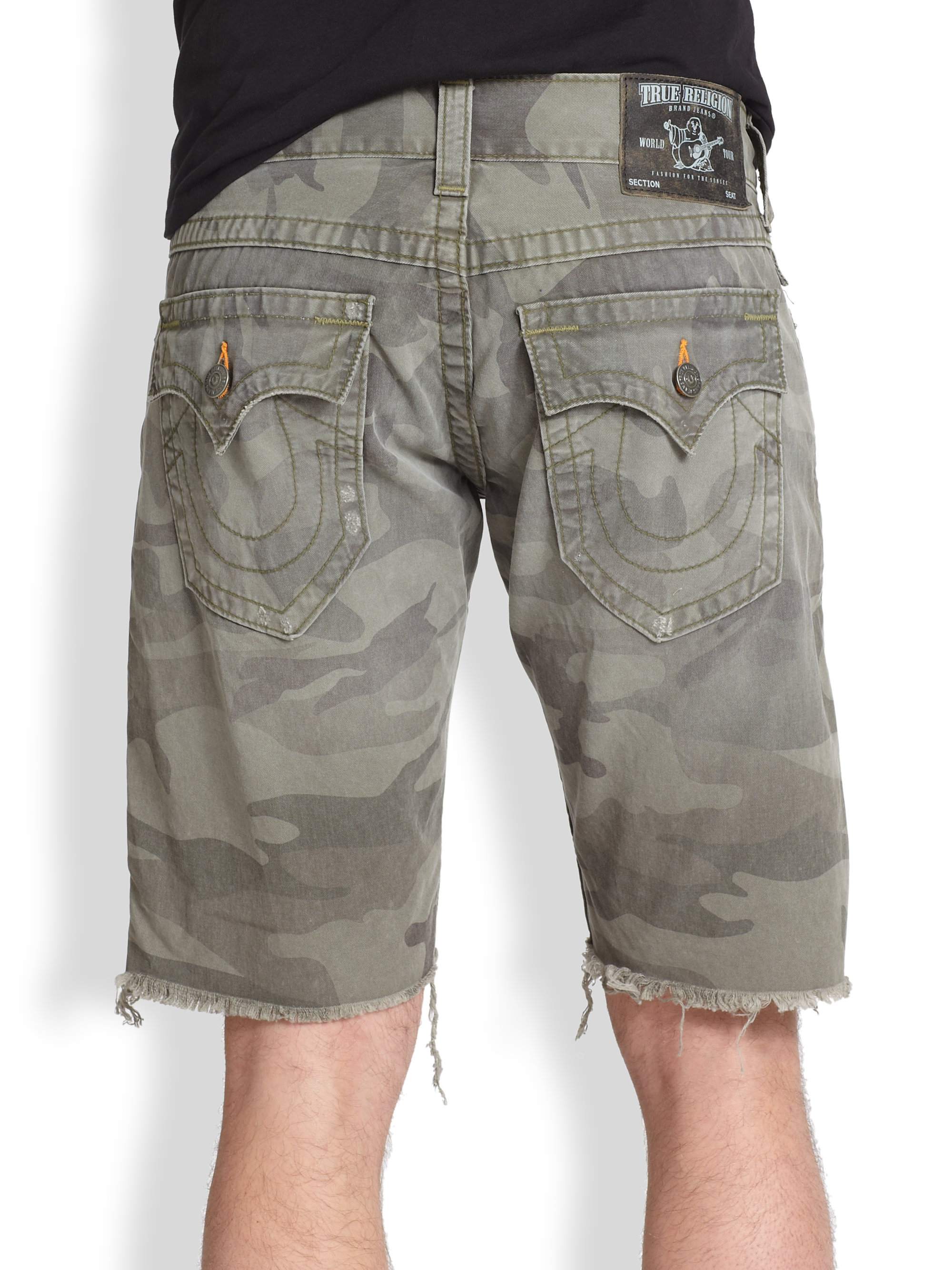 true religion cut off shorts mens