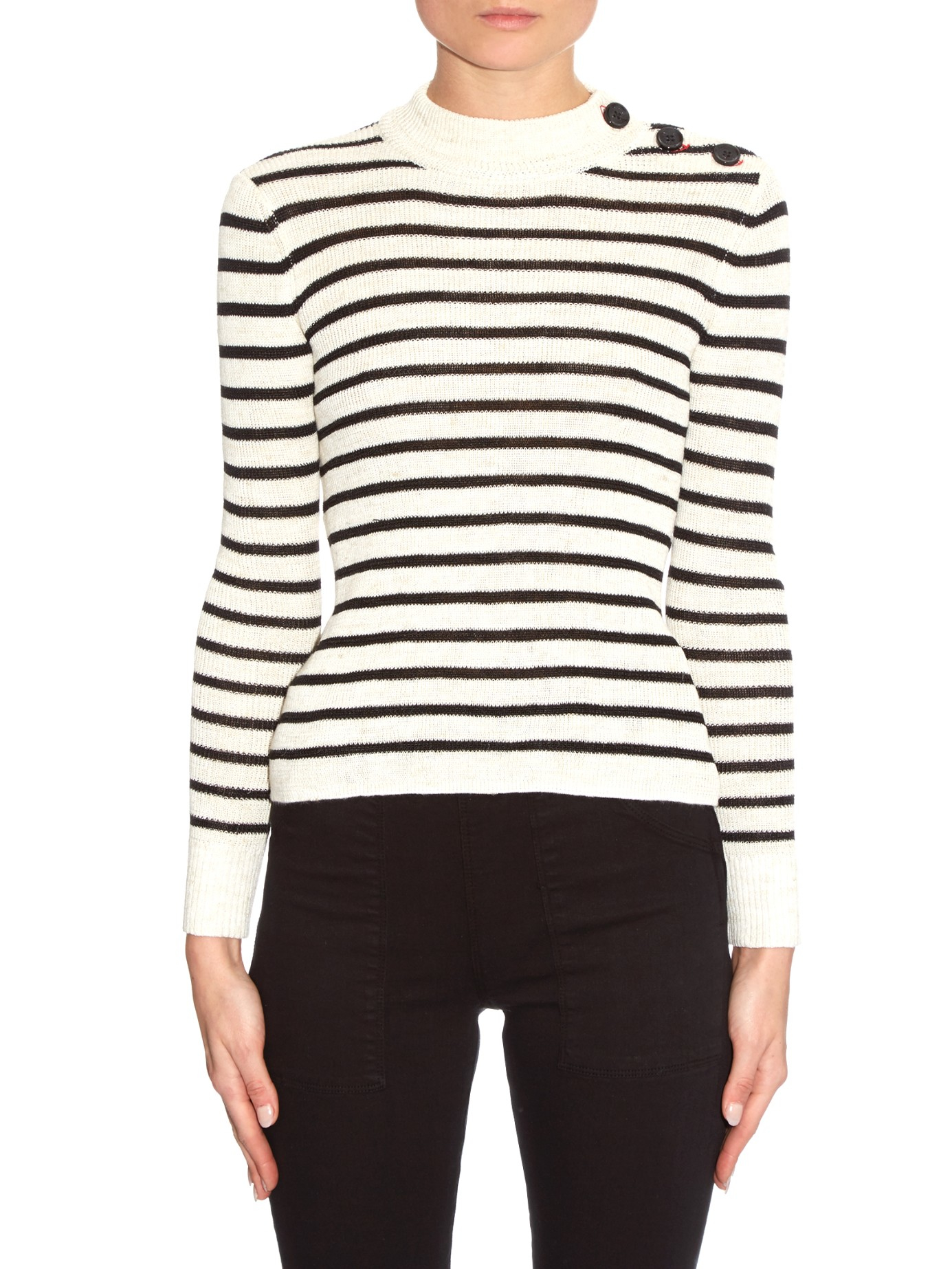 Erwan Button-shoulder Striped Sweater 