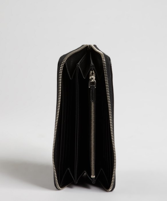 Prada Saffiano Leather Zip Continental Wallet in Black | Lyst  